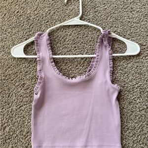 American Eagle Outfitters Lavender Ruffle Tank Top